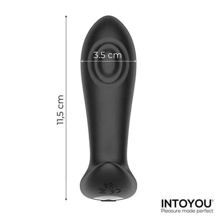 Milton Anal Plug with Remote Control featuring measurements and Intouyou branding.