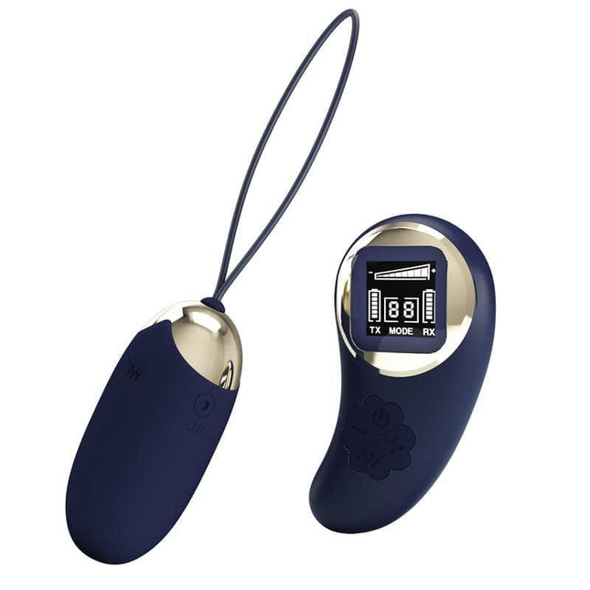 Mina Vibrating Egg with Digital Screem Remote control Blue, silicone toy with screen for customizable pleasure and ergonomic design.