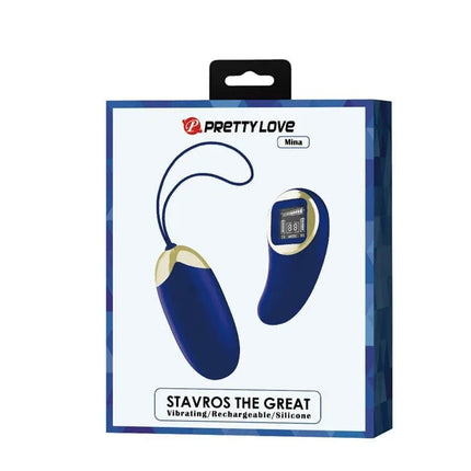 Mina Vibrating Egg with Digital Screem Remote control Blue, silicone toy with 10 vibration patterns for intimate pleasure.