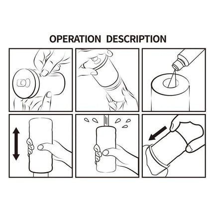 Illustration showing operation steps for Mini Male Masturbator Fine Lady