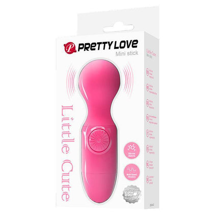 Mini Masagger Little Cute USB in pink packaging, compact wand massager, waterproof design with multiple speed settings, ideal for travel.