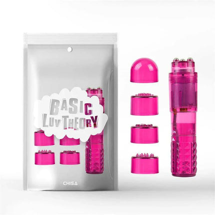 mini massager with 3 heads Pink set including packaging and attachments