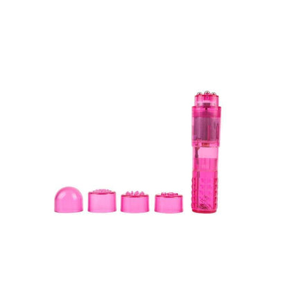 mini massager with 3 heads Pink featuring interchangeable heads on a white background