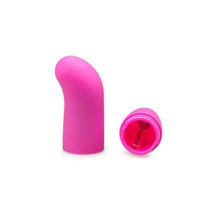 Mini Vibe G-Spot Pink vibrator with detachable cap, designed for G-spot stimulation, shown in a bright pink color against a white background.