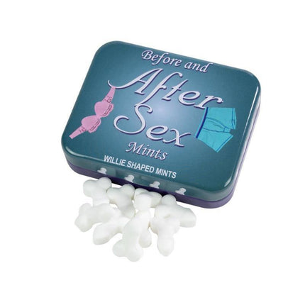Mints Sugar Free Penis Shped in high-quality box spilling out, featuring refreshing peppermint flavor for playful adults.
