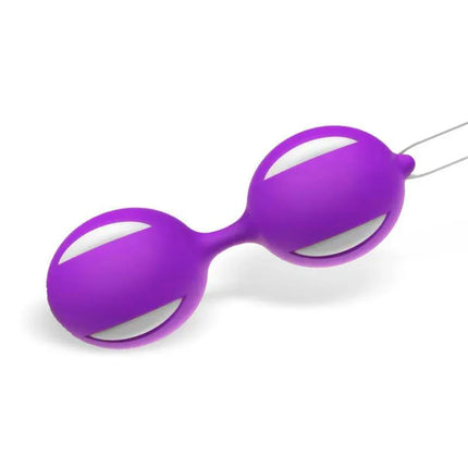 Misha Double Kegel Balls Silicone Purple for pelvic floor training, featuring a connected dual-ball design, soft-touch feel, and waterproof.