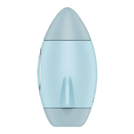 Mission Control Clit Sucker and Vibe Blue in pocket-sized form, ideal for beginners, featuring skin-friendly silicone and dual-motor power.