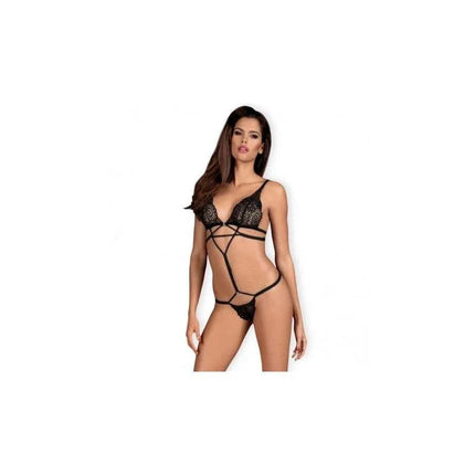 Mixty Teddy lace bodysuit with distinctive strap design for a bold and flattering silhouette; adjustable for the perfect fit.