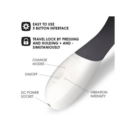 MONA WAVE Black stimulator with button interface and travel lock features