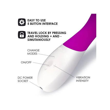 Controls of MONA WAVE Deep Rose with easy-to-use 5-button interface and travel lock feature for enhanced pleasure experience.
