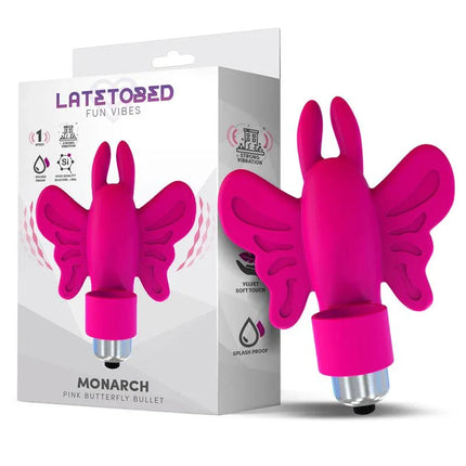 Monarch Butterfly Vibrating Bullet Silicone Pink - sleek design, powerful vibration, crafted from body-safe silicone, ideal for pleasure.