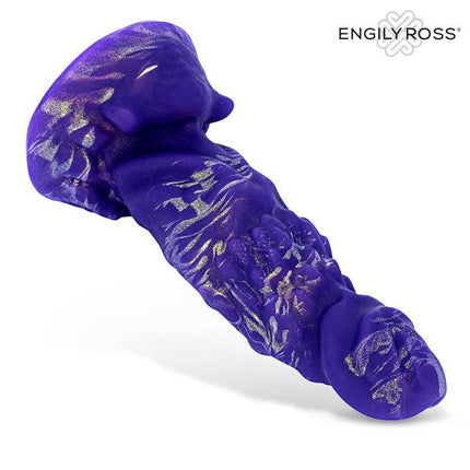 Morgulith Liquid Silicone Dildo 14,5 cm in purple and gold design by Engily Ross