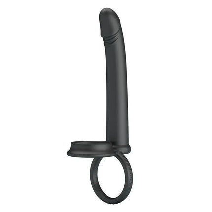 Moses Butt Plug with Cock Ring made from black silicone, featuring a dual-function design for simultaneous anal and prostate stimulation.
