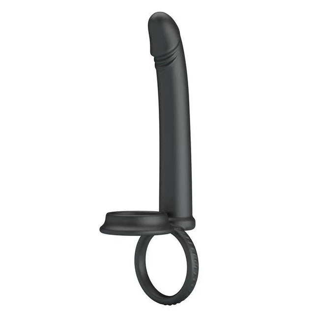 Moses Butt Plug with Cock Ring made from black silicone, featuring a dual-function design for simultaneous anal and prostate stimulation.