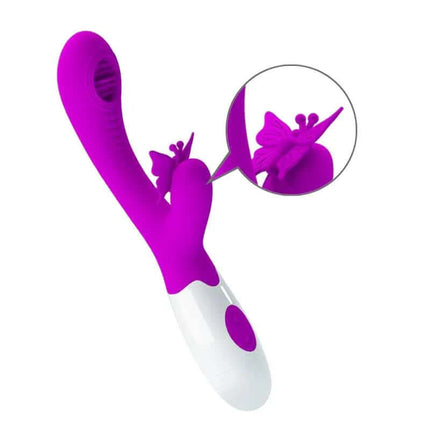 Moth Vibe with Licking and Tickling in purple, featuring a butterfly-shaped clitoral stimulator and ergonomic design for enhanced pleasure.