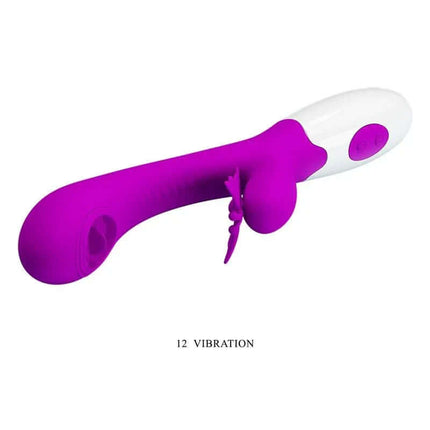 Moth Vibe with Licking and Tickling in purple and white with butterfly-shaped clitoral stimulator and 12 vibration modes.