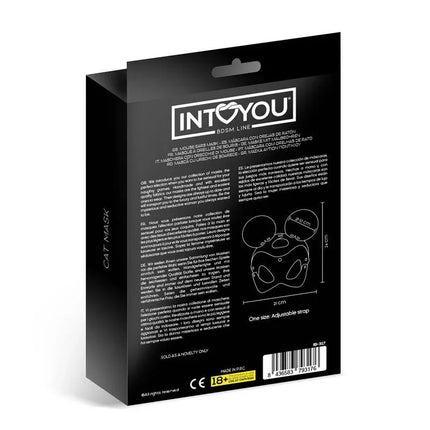 Packaging of Moussy Mouse Mask Adjustable from BDSM line with product details and dimensions.