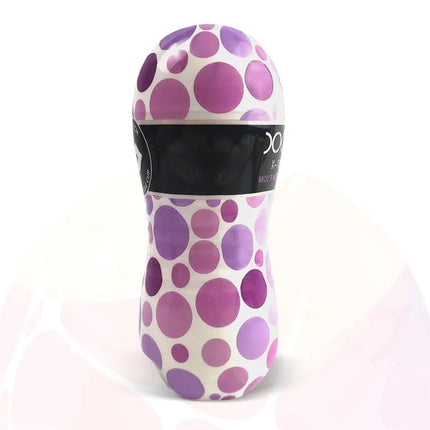Mouth Masturbator with Vibration by XXOO featuring ergonomic design and vibrant pattern for enhanced solo or couple stimulation.