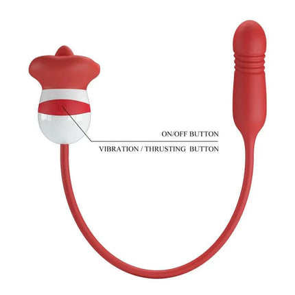 Mouth Vibrator with Licking and Thrusting Ashlyn showing buttons for on/off and vibration/thrusting functions.