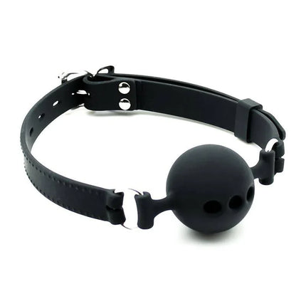 Mouthgag with Ball Silicone - premium body-safe silicone gag with adjustable strap and breathable ball, secure metal buckle for comfort.