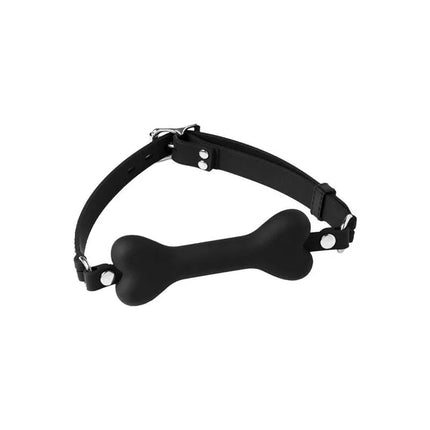 Mouthgag with Dogbone Black featuring an adjustable silicone strap and black dogbone design for secure and comfortable fit.