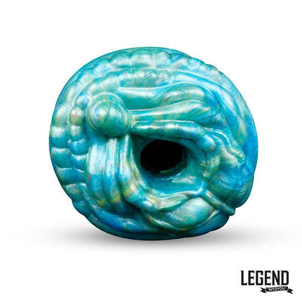 Mouthor Male Masturbator Liquid Silicone 16 cm, fantasy-inspired blue textured exterior, Legend branding visible