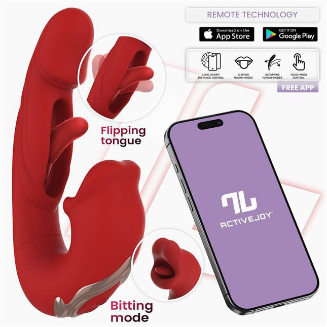 Mouty Vibe with Biting and Flipping with App showcasing remote technology and smart features for enhanced pleasure.