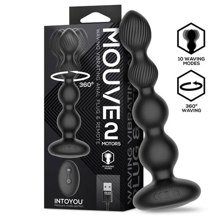 Mouve Butt Plug with Waving and Vibratiion with Remote Control 2 Motors, featuring 10 vibration functions and powerful dual motors.