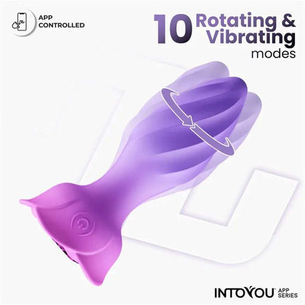 Moxy Butt Plug with Rotation 360º with App showcasing 10 rotating and vibrating modes from Intoyou® App Series.