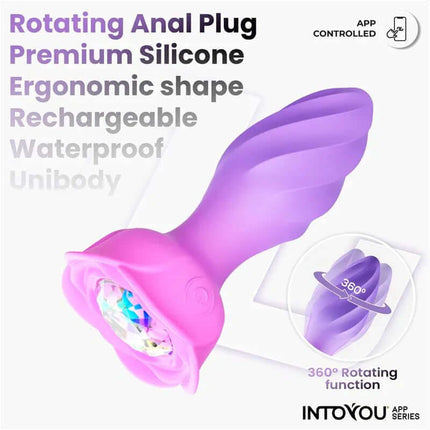 Moxy Butt Plug with Rotation 360º with App by Intoyou® featuring a premium silicone ergonomic design and app-controlled 360º rotation
