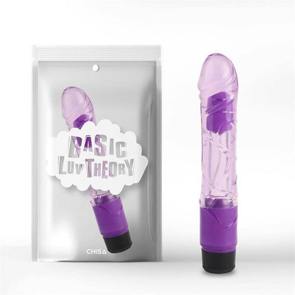 Purple semi-transparent Multi speed Vibe 9 vibrator, phthalate-free with raincoat feature, measuring 22.5 cm x 3.9 cm
