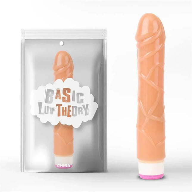 Multi-Speed Vibe 23 cm Flesh dildo with semi-realistic design and lifelike veins, featuring adjustable speeds for personalized pleasure.