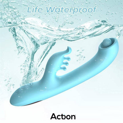 Murly Soft Massaging Ball 360º con Vibración Doble - 3 Motores in blue, waterproof design, showcasing versatility and multi-point stimulation.