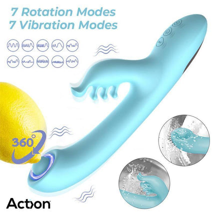 Murly Soft Massaging Ball 360º con Vibración Doble - 3 Motores, blue massaging device with multiple vibration and rotation modes.