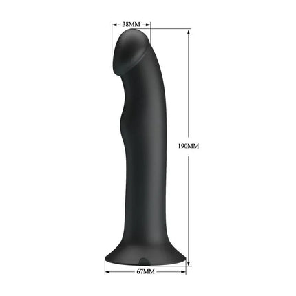 Murray Dildo Vibration and Pulsation, premium black silicone vibrator with measurements of 190mm height and 67mm width, designed for pleasure.