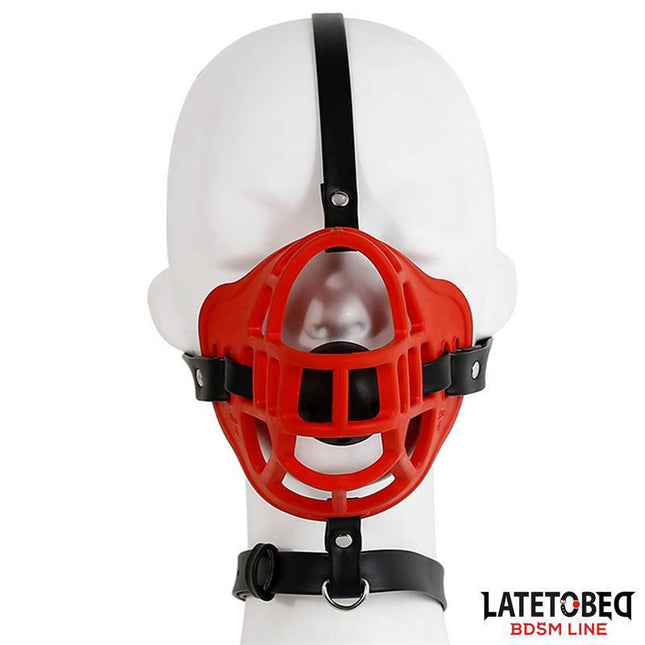 Muzzle with Breathable Gag Ball, featuring a bold red design from the Latetobed BDSM Line for intense play and visual impact.