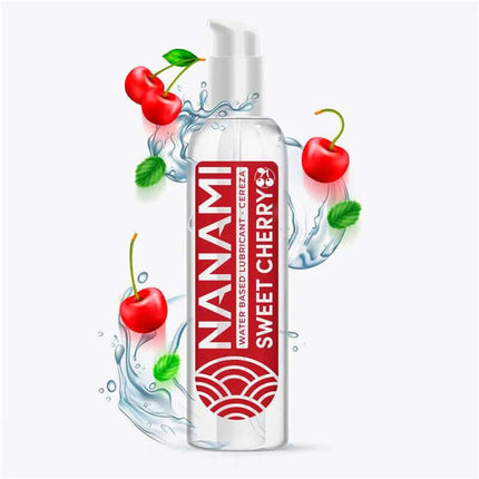 NANAMI Water Based Lubricant Sweet Cherry 150 ml bottle with cherries and water splash design.