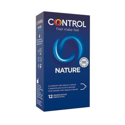 Pack of Nature 12 uds Natural Latex Condoms with ergonomic shape and silicone-based lubrication for comfort and natural sensation.