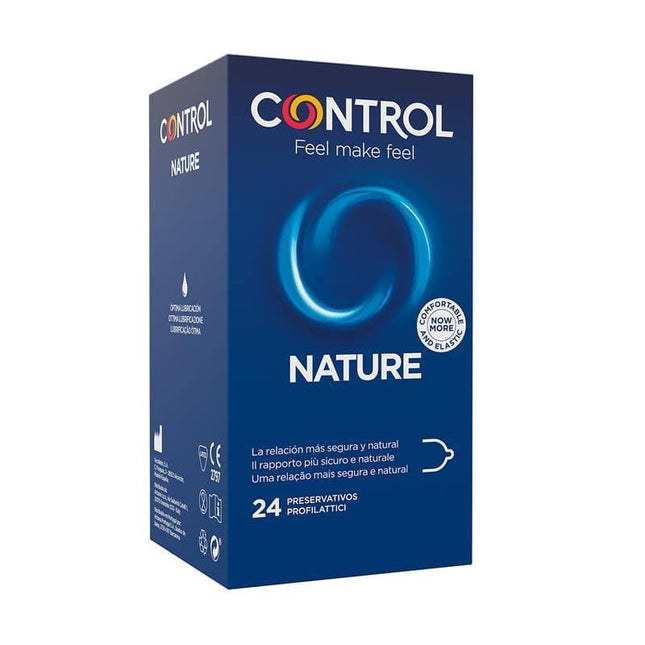 Nature 24 uds box of condoms with ergonomic shape and standard lubrication for natural comfort.