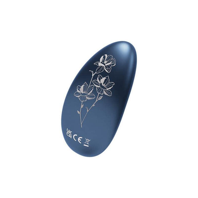 Nea 3 Massager Alien Blue with floral design, compact personal device for couples, offering ten pleasure modes, travel-ready size.