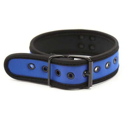 Neoprene Puppy Collar Adjustable Blue - premium soft, durable collar for modern BDSM play, by A-GUSTO.