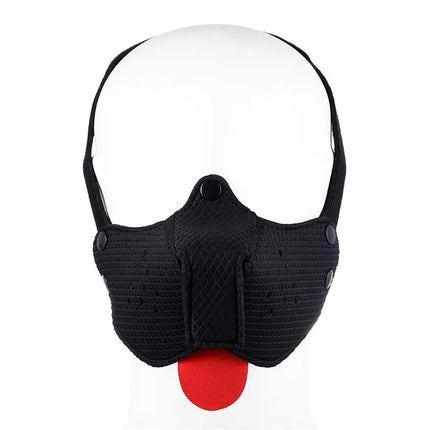 Neoprene Puppy Face Mask Adjustable and Desmontable Black with detachable parts for intimate play.