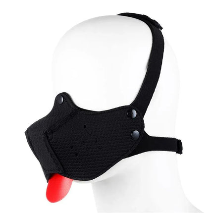 Neoprene Puppy Face Mask Adjustable and Desmontable Black by A-GUSTO, featuring soft neoprene and detachable parts.