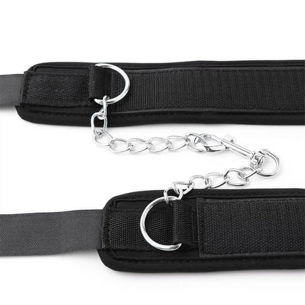 Neoprene Velcro handcuffs with chain and D-ring for versatile restraint