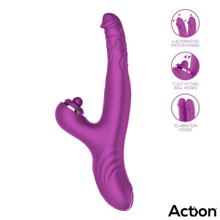 Nico Vibe with Clit Hitting Ball and Alternating Dildos - Triple Action Vibrator in Purple
