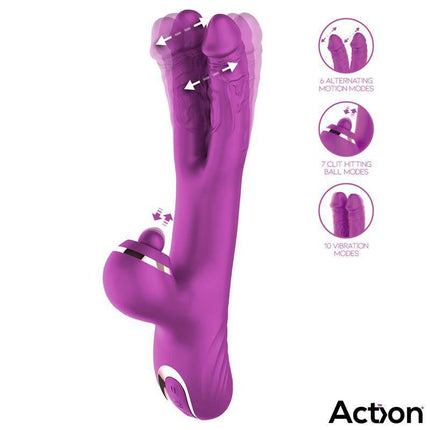 Nico Vibe with Clit Hitting Ball and Alternating Dildos, featuring multiple motion and vibration modes for immersive pleasure.