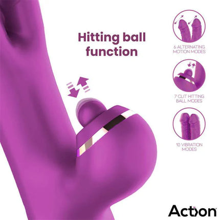 Nico Vibe with Clit Hitting Ball and Alternating Dildos showcasing hitting ball function and motion modes.