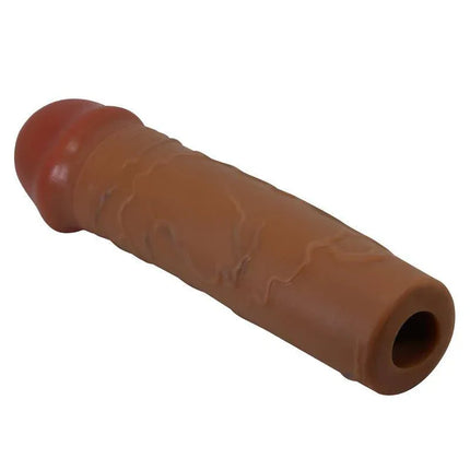 Nile Penis Extended Sleeve with lifelike texture and detailed finish for added length and girth, waterproof material for enhanced experience.
