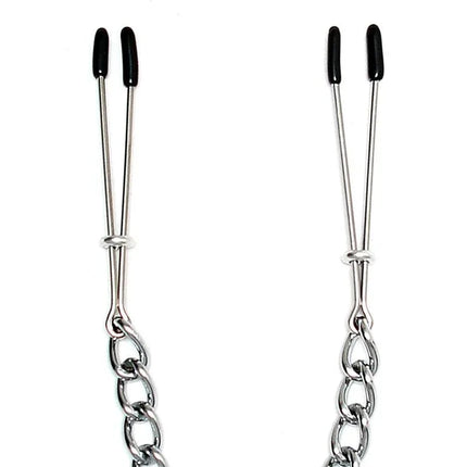 Niple Clamps Metal with adjustable grips and durable chains for heightened sensation and secure fit.
