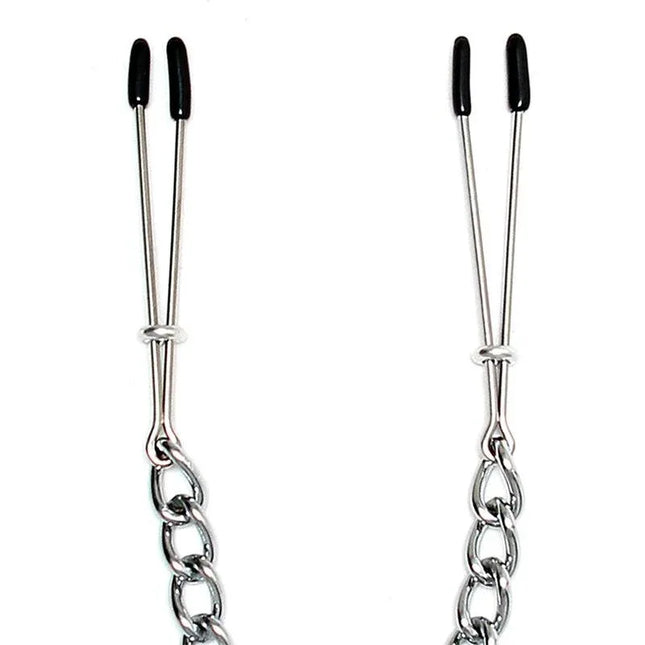 Niple Clamps Metal with adjustable grips and durable chains for heightened sensation and secure fit.